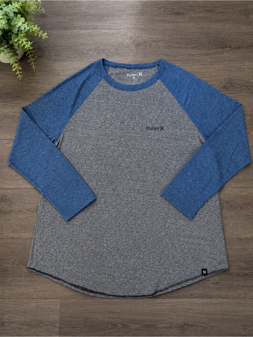 Hurley Two-Tone Blue and Gray Raglan Long Sleeve Tee